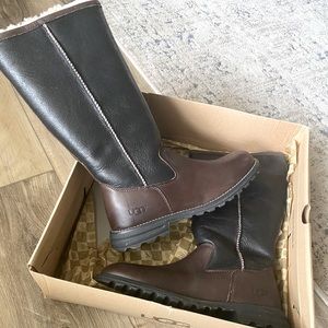 UGG BROOKS TALL BROWN LEATHER BOOTS